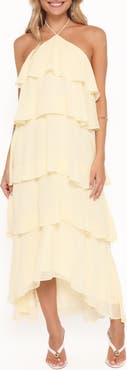 Petal & Pup Jonia Halterneck High-Low Maxi Dress