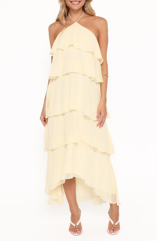 Petal & Pup Jonia Halterneck High-Low Maxi Dress in Butter Yellow at Nordstrom, Size Small