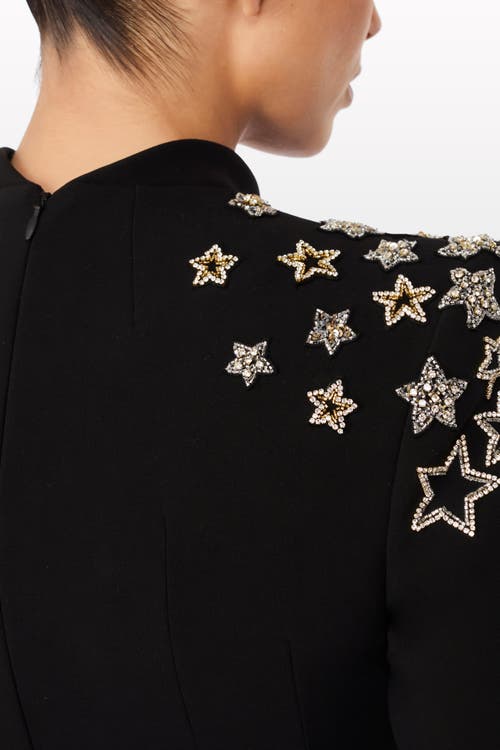 Jenny Packham Stella Star-embellished Mock-neck Midi Dress In Black