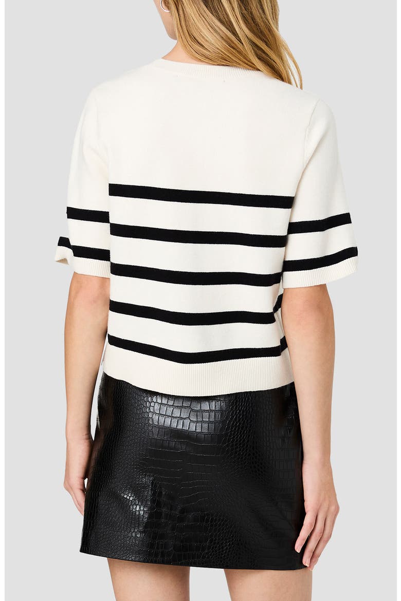 Sloane Stripe Short Sleeve Sweater, Alternate, color, BLACK/ PORCELAIN CREAM