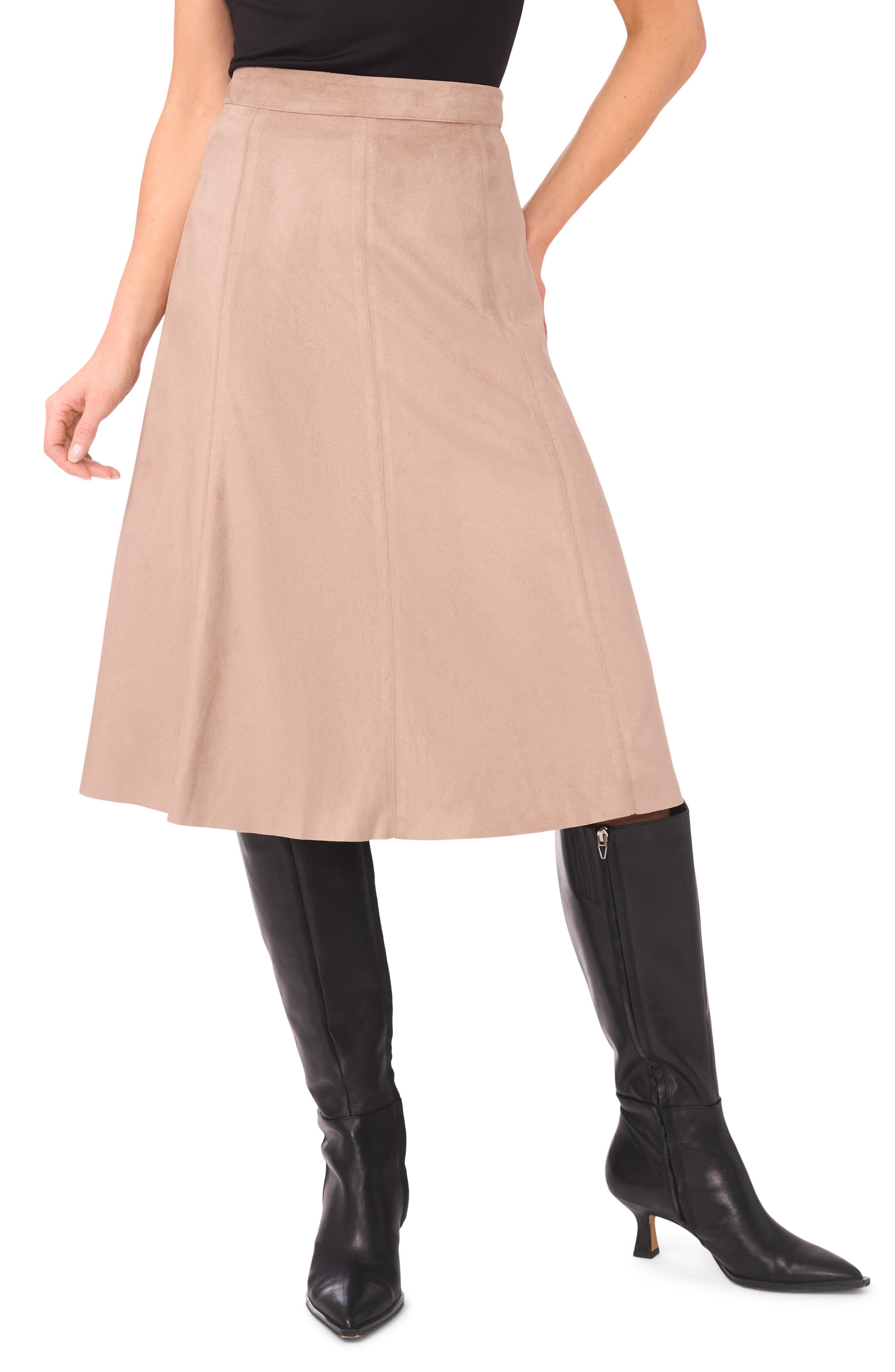 Paneled A-Line Midi Skirt