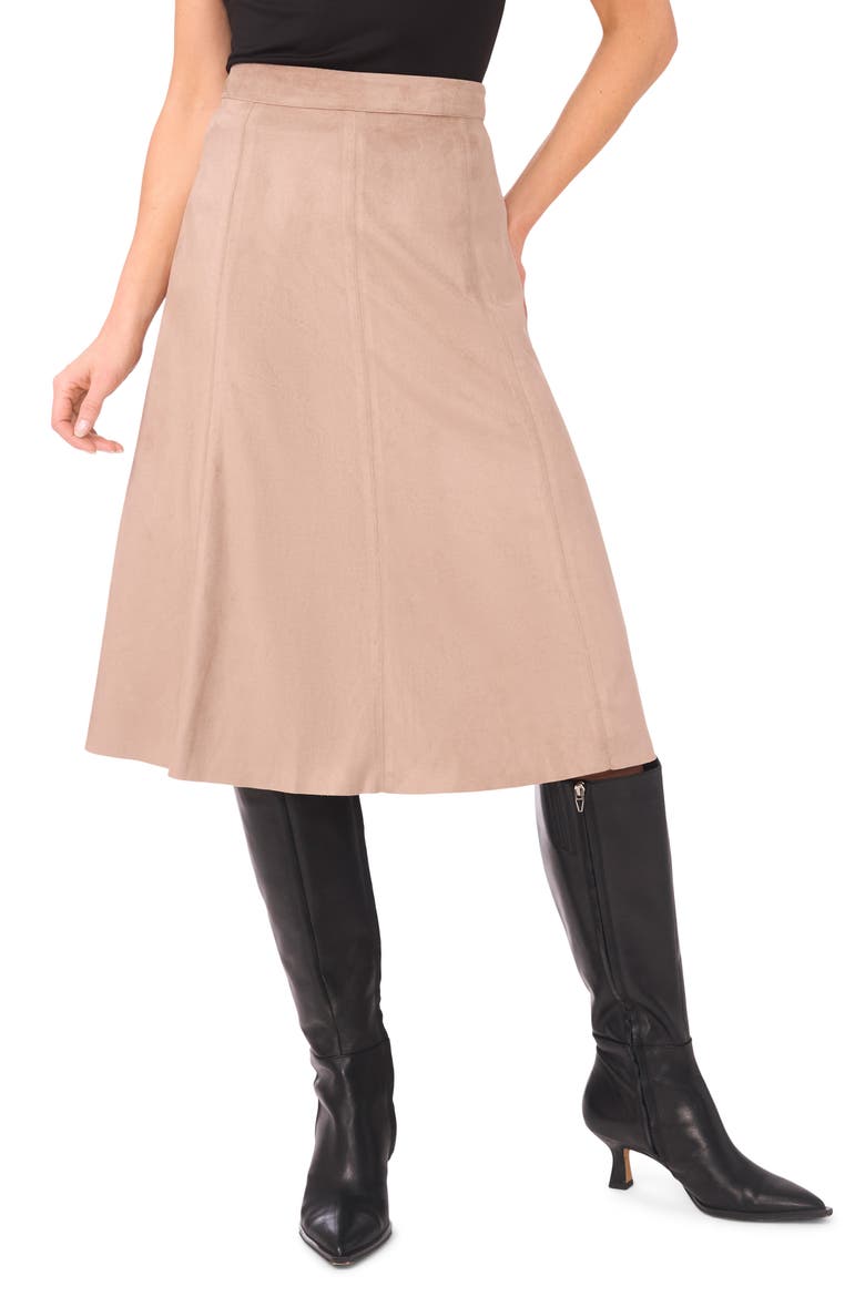 Paneled A-Line Midi Skirt, Main, color, MOCHA MERINGUE