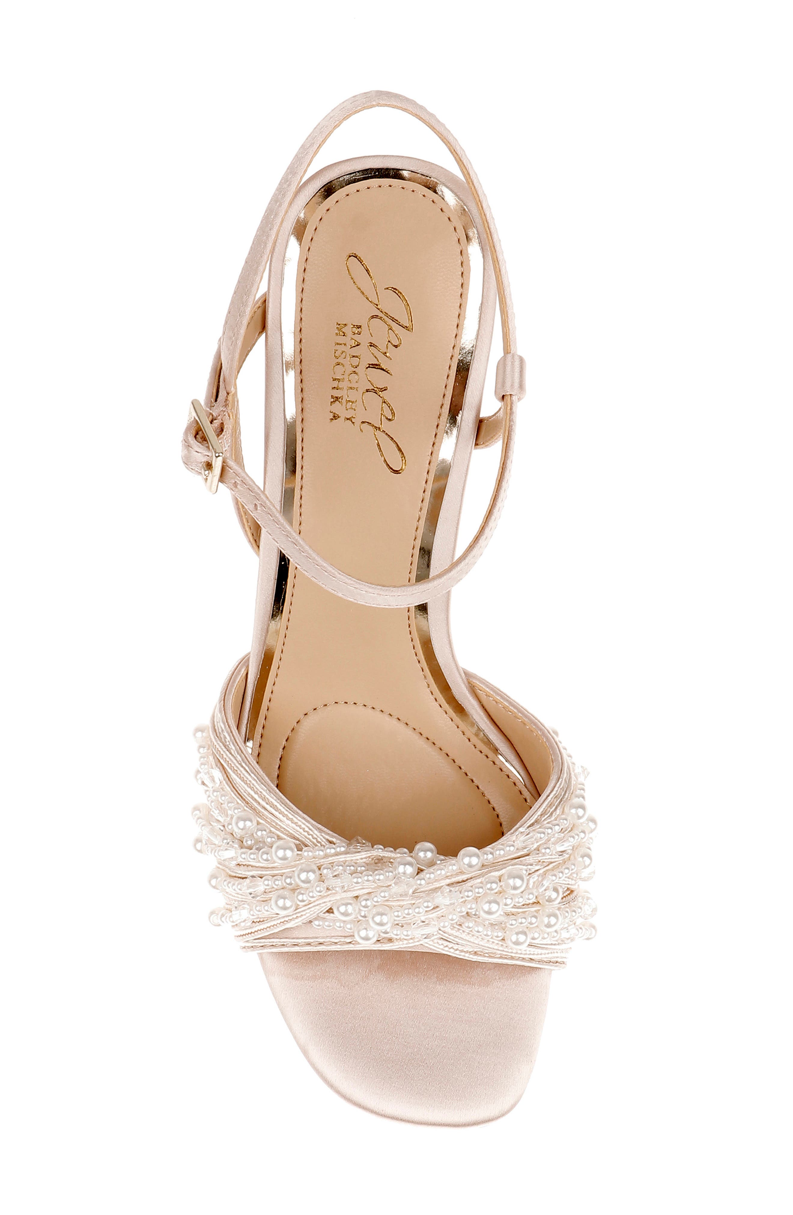 Jewel Badgley Mischka Fanny Ankle Strap Sandal, Alternate, color, Champagne Satin