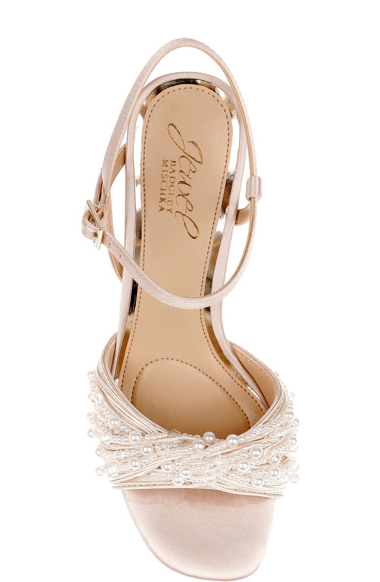 Jewel Badgley Mischka Fanny Ankle Strap Sandal, Alternate, color, Champagne Satin