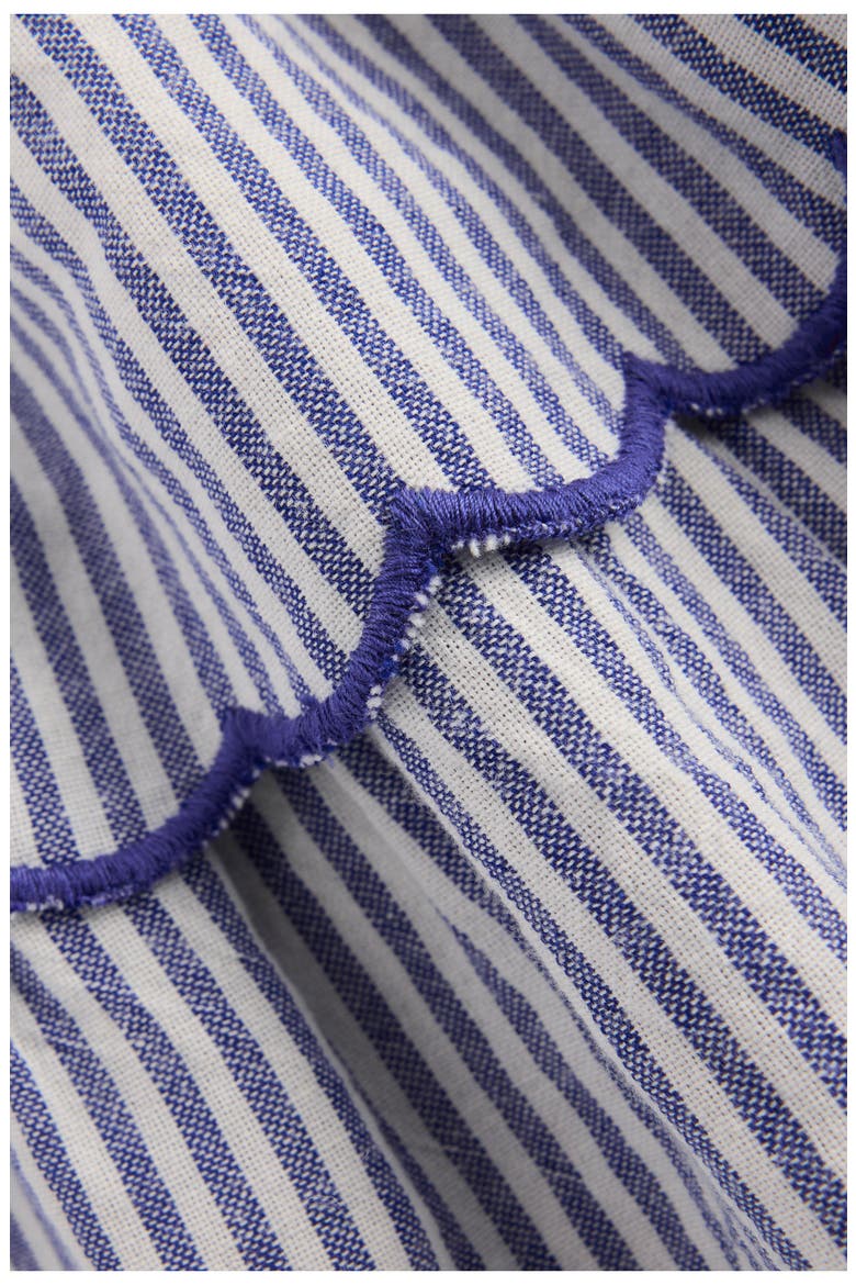 Kids' Stripe Embroidered Tiered Cotton Skirt, Alternate, color, SAPPHIRE BLUE STRIPE