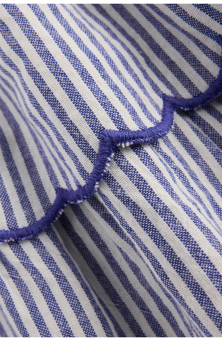 Mini Boden Kids' Stripe Embroidered Tiered Cotton Skirt, Alternate, color, Sapphire Blue Stripe