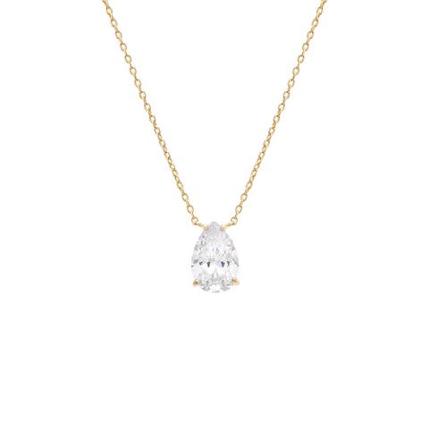 CZ Pear Shape Pendant Necklace