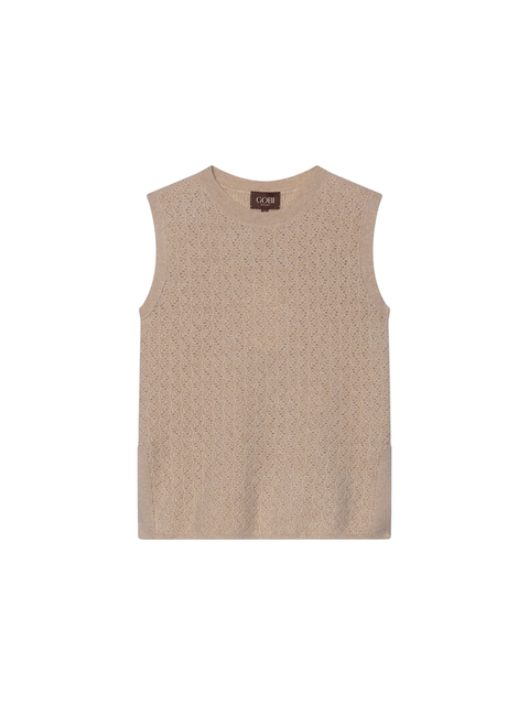Ajour Knit Crewneck Cashmere Vest