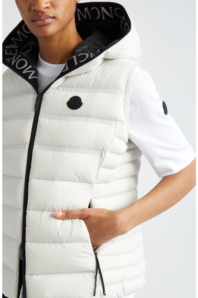 Aliterse Down Hooded Vest, Alternate, color, WHITE