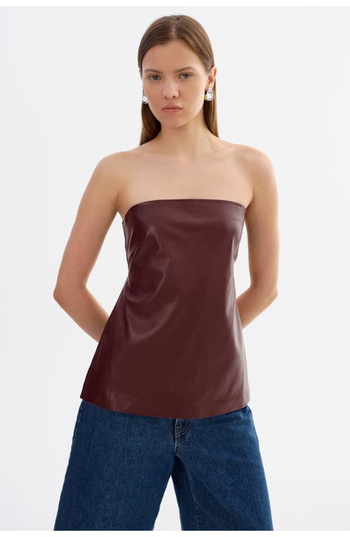 Lamarque Katya | Faux Leather Open Back Strapless Top In Brown