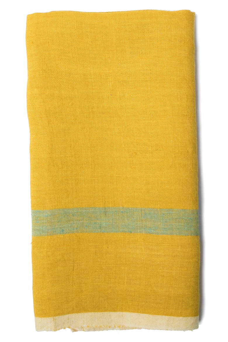 Set of 2 Laundered Linen Tea Towels, Main, color, LIME/AQUA