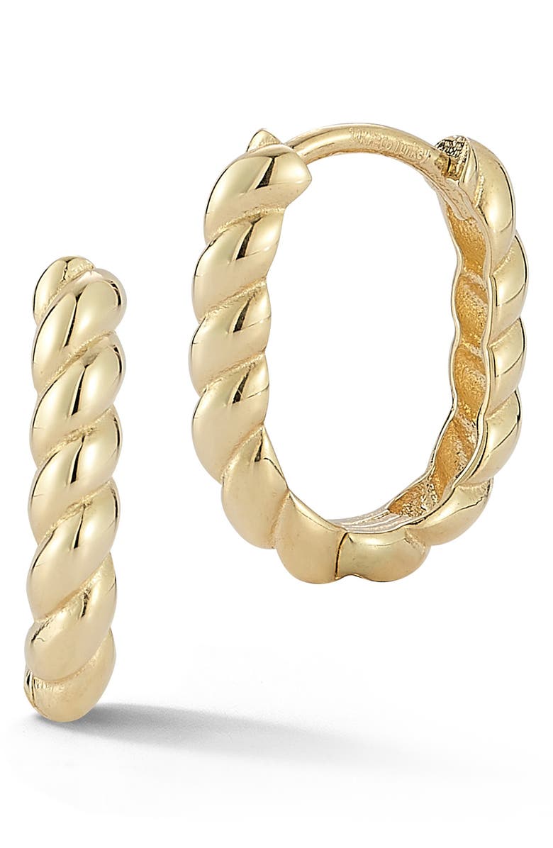 Ember Fine Jewelry Twist Huggie Hoop Earrings, Main, color, Gold