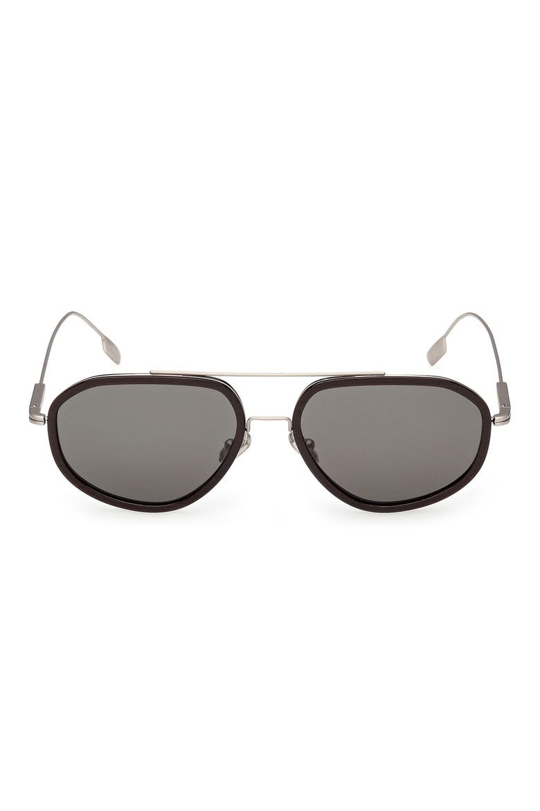 56mm Navigator Sunglasses, Main, color, PALLADIUM/ DARK BROWN / SMOKE
