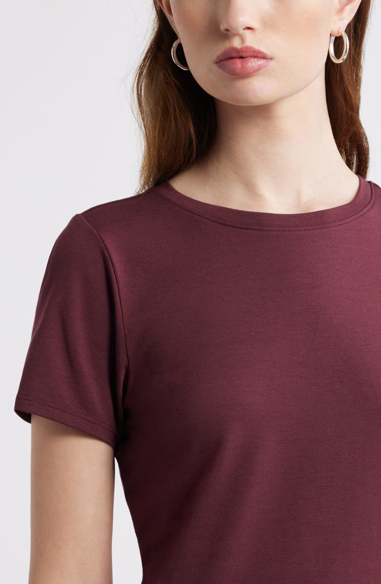 Nordstrom Pima Cotton Blend Crewneck T-Shirt, Alternate, color, Burgundy Royale