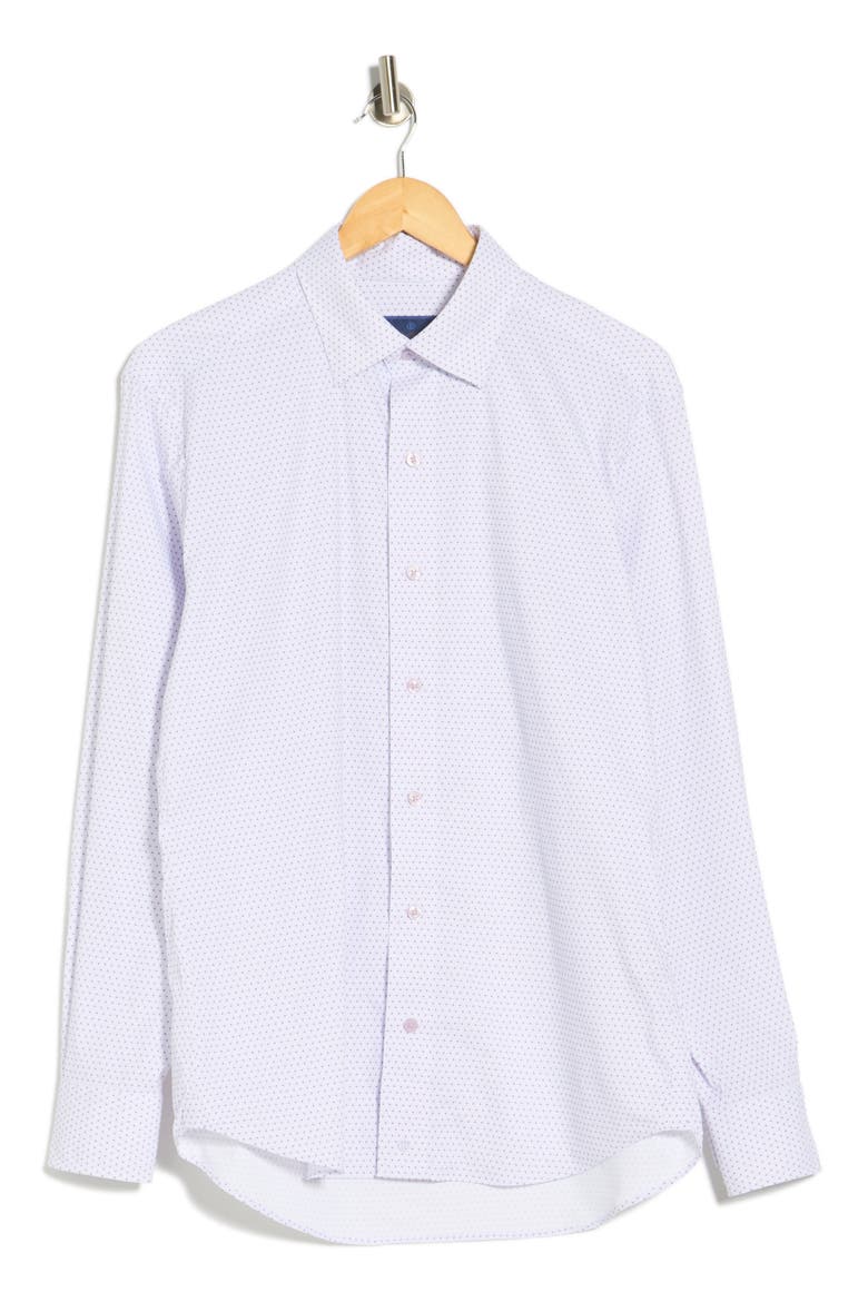 Neat Print Performance Sport Shirt, Alternate, color, WHITE/ PURPLE