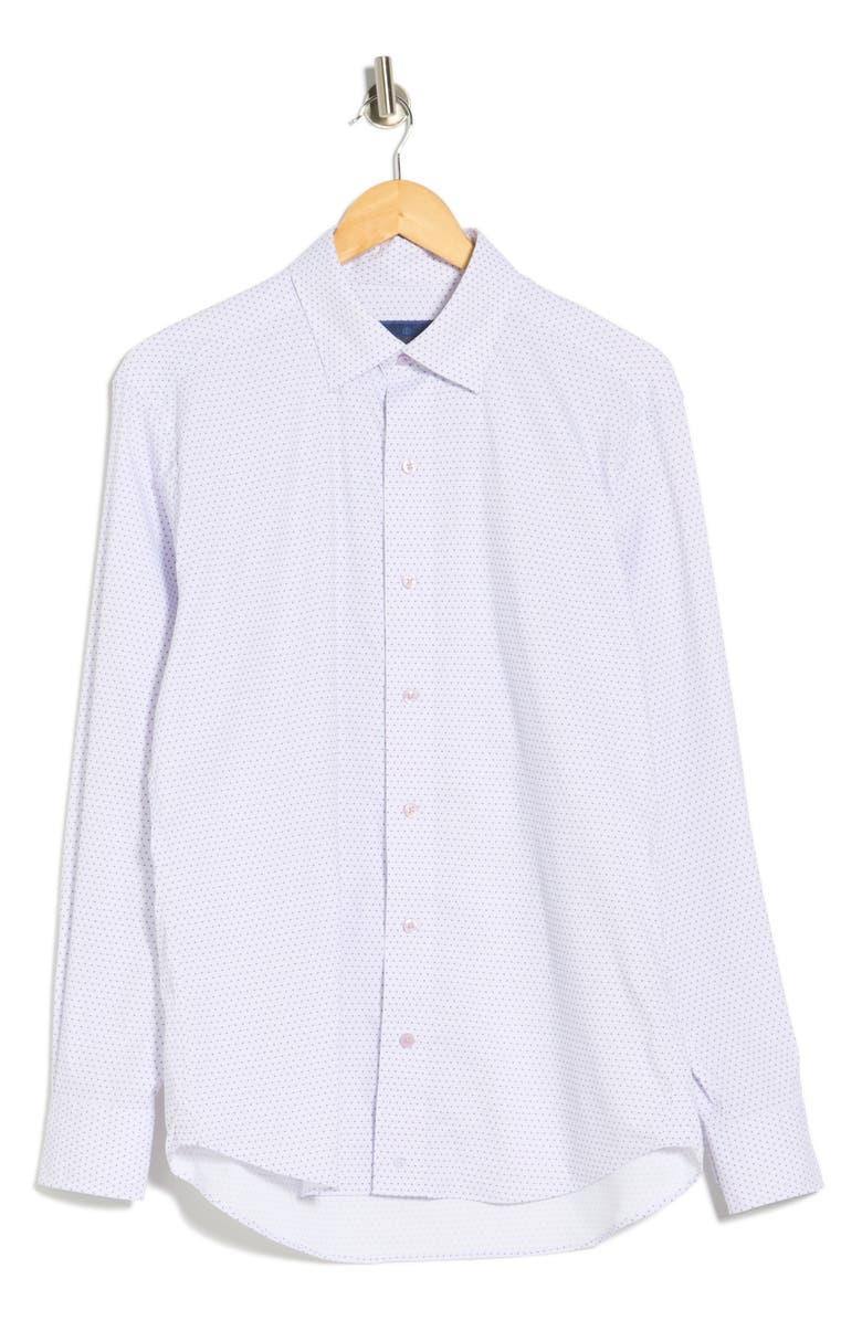 David Donahue Performance Casual Sport Shirt, Main, color, White/ Purple