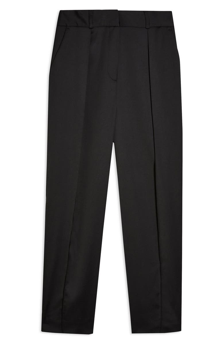 Topshop Satin Button Hem Peg Trousers, Alternate, color,