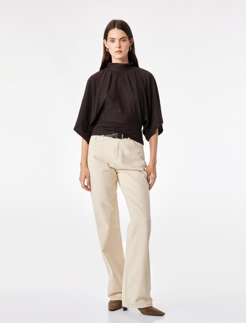 High Neck Textured Blouse