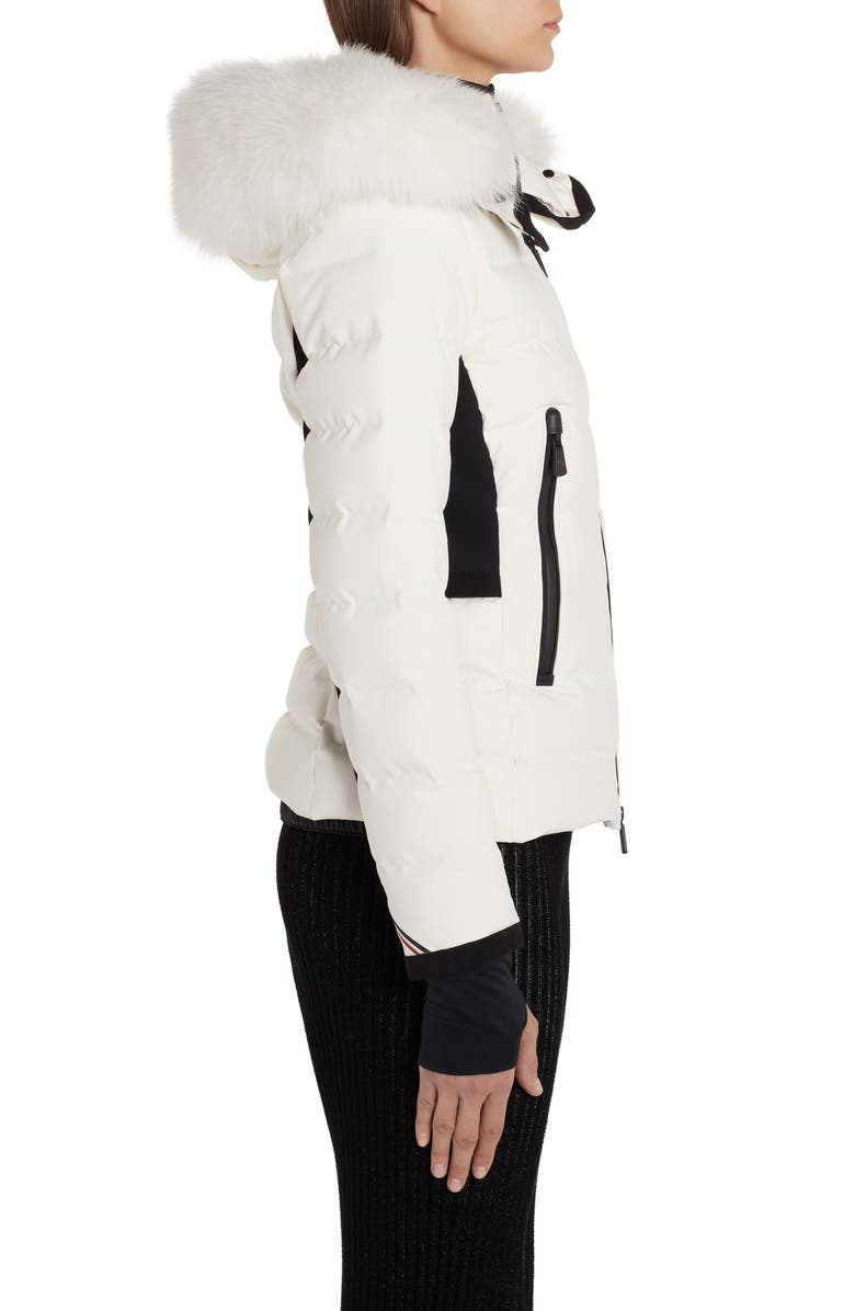 Moncler Lamoura Waterproof Quilted Down Puffer Coat with Removable Genuine Fox Fur Trim, Alternate, color,