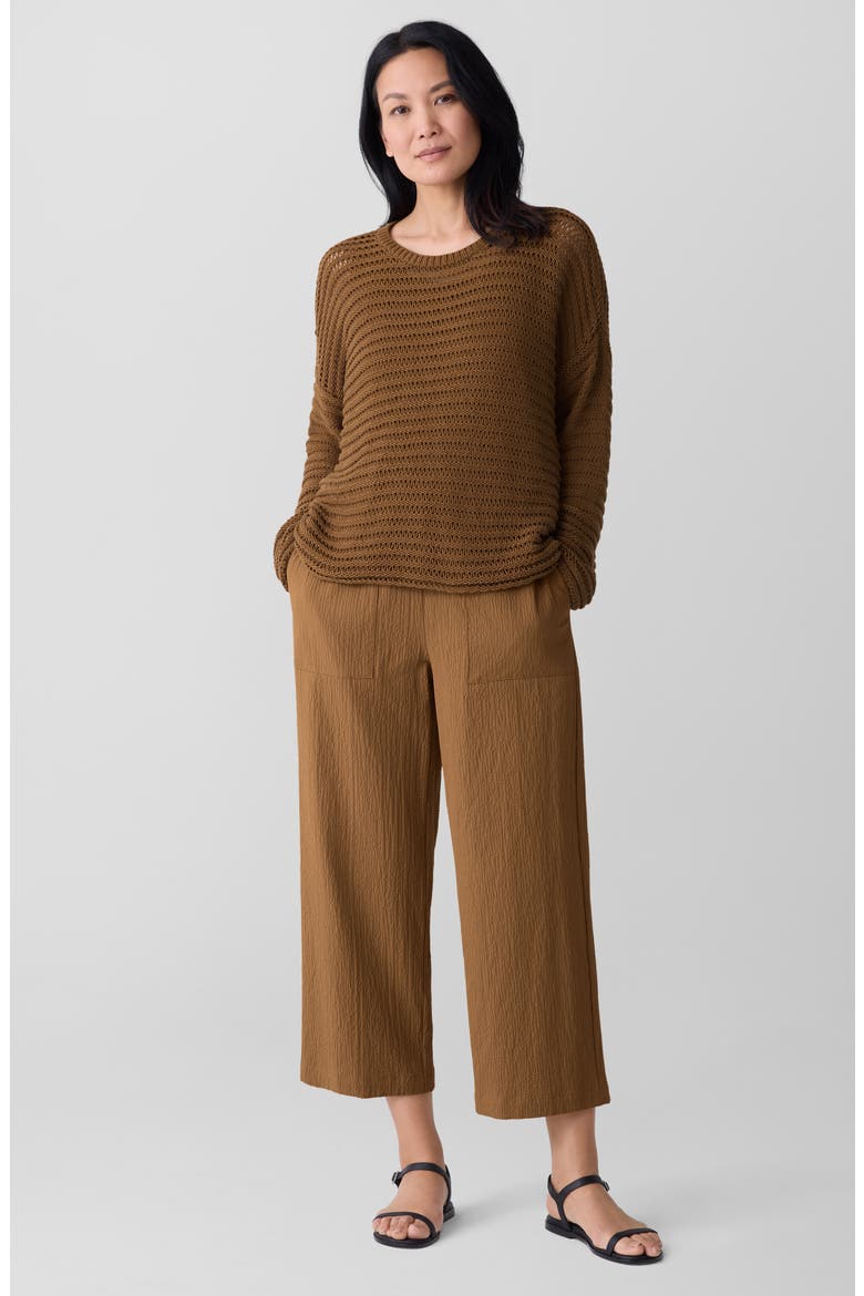 Crewneck Oversize Organic Cotton Sweater, Alternate, color, BRONZE