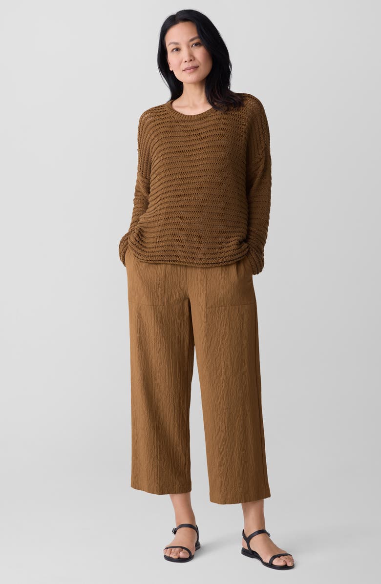 Eileen Fisher Crewneck Oversize Organic Cotton Sweater, Alternate, color, Bronze