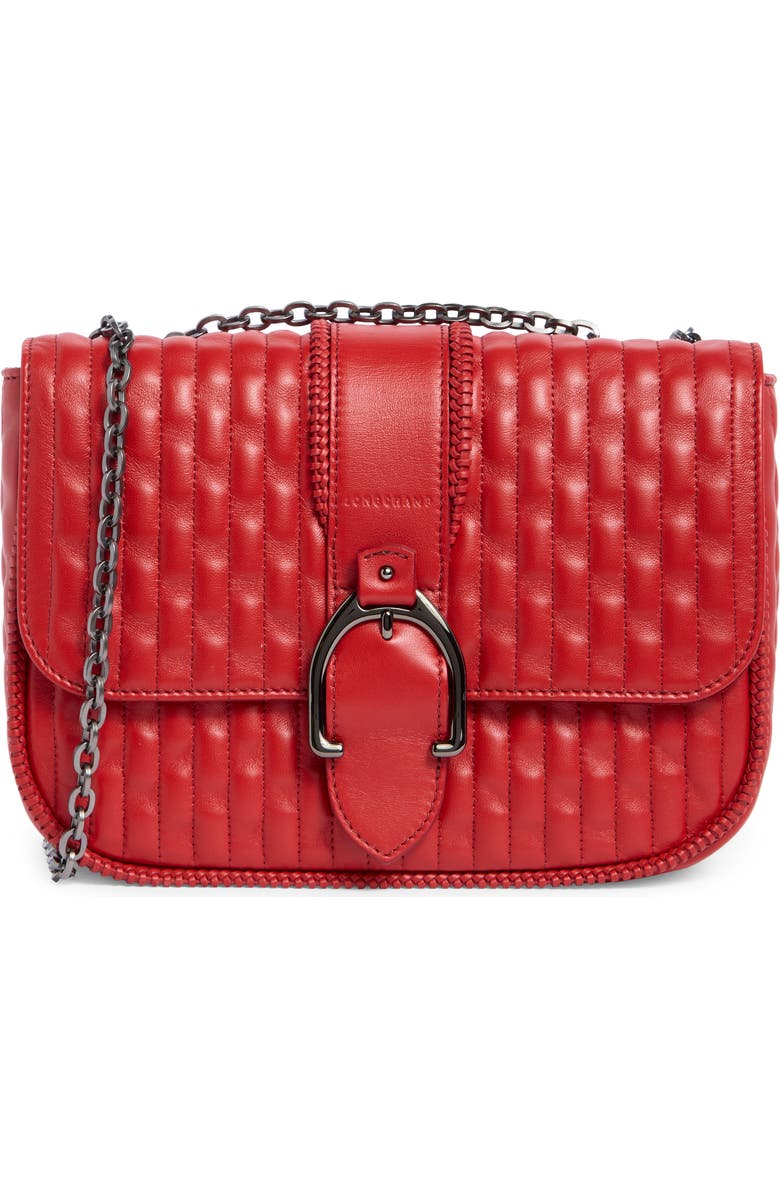 Longchamp Amazone Small Quilted Leather Crossbody Bag, Main, color, Red