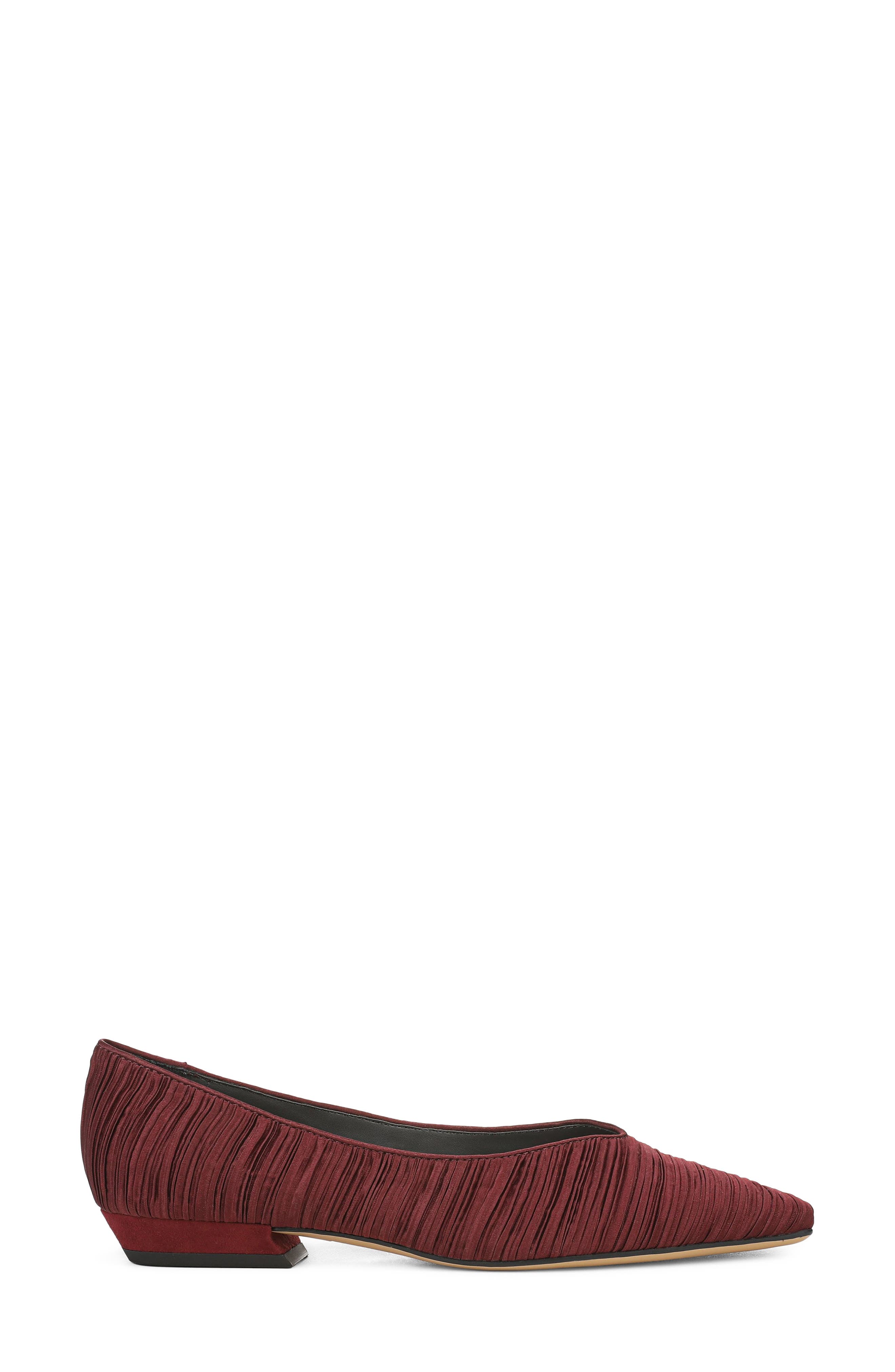Dasia Pointed Toe Flat, Alternate, color, RED PLEATED SATIN