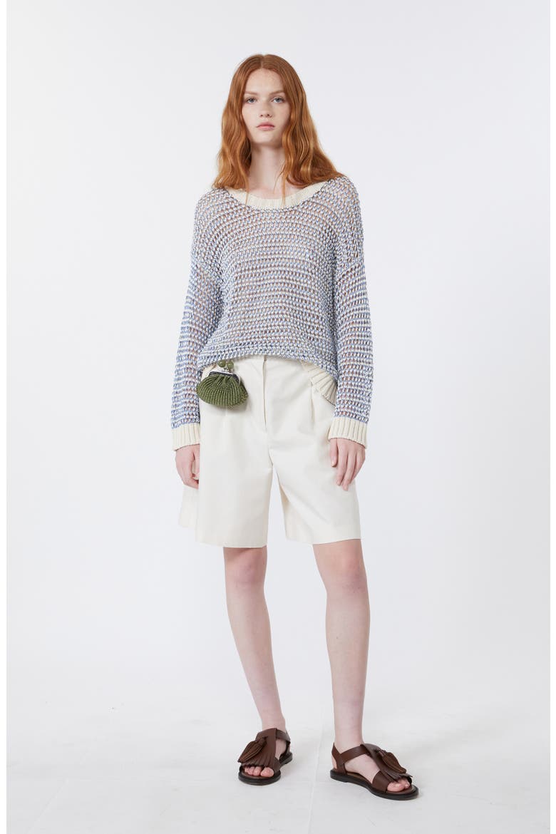 Open Stitch Crewneck Sweater, Alternate, color, LIGHT BLUE