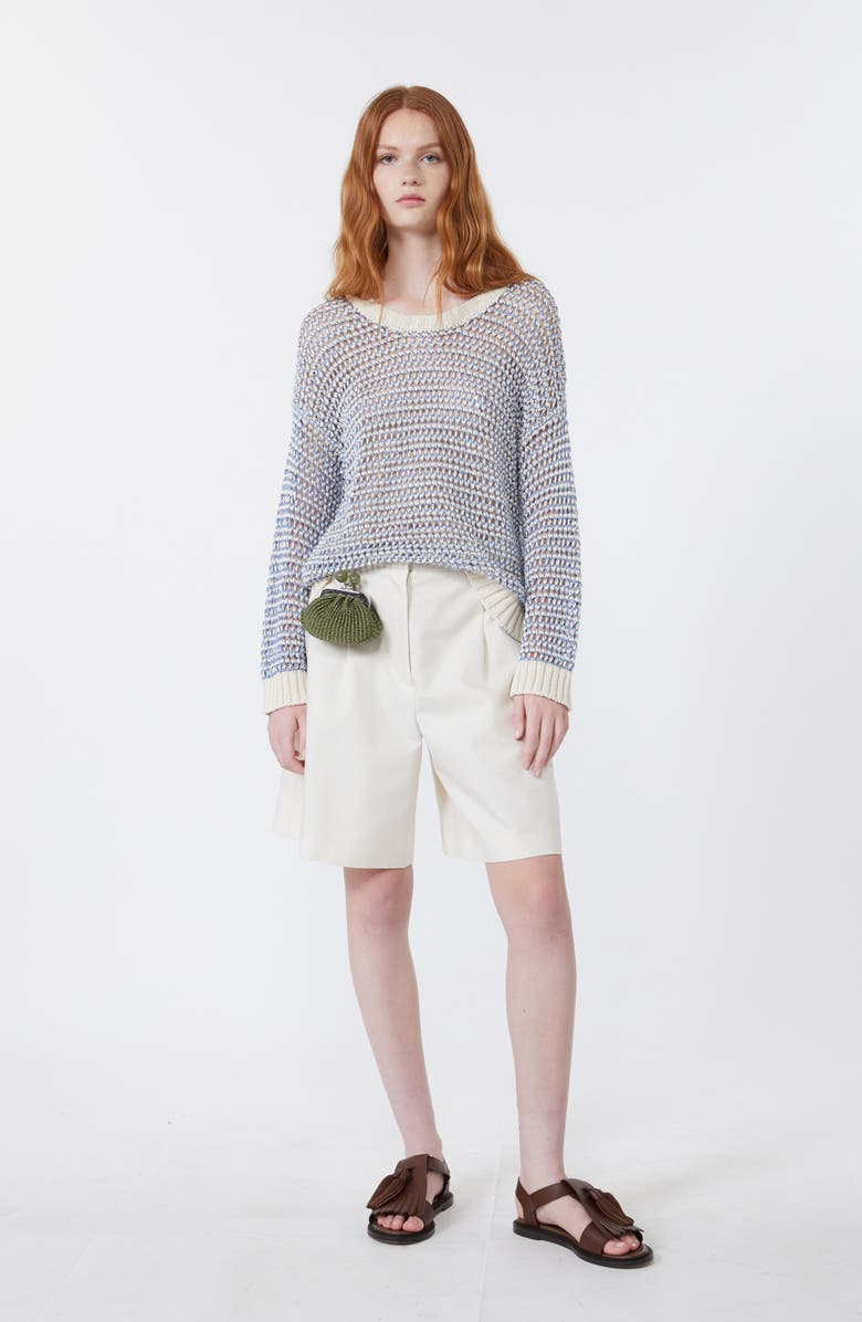 Weekend Max Mara Open Stitch Crewneck Sweater, Alternate, color, Light Blue