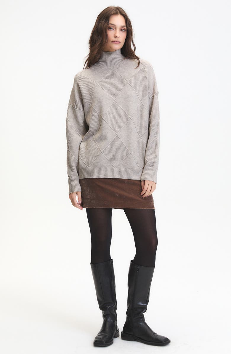 DELUC Asher Textured Mock Neck Sweater, Alternate, color, Light Grey Melange
