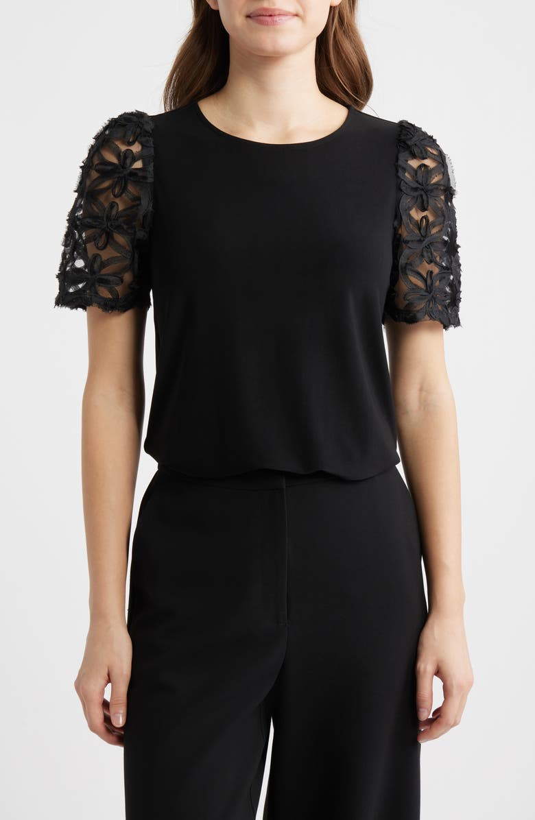 Anne Klein Floral Sleeve Top, Main, color, 