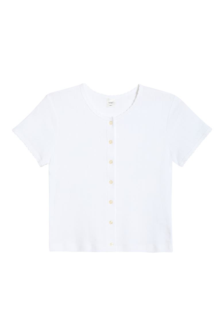 Short Sleeve Cotton Pointelle Cardigan, Main, color, WHITE