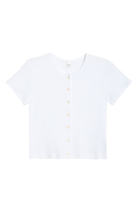 Short Sleeve Cotton Pointelle Cardigan