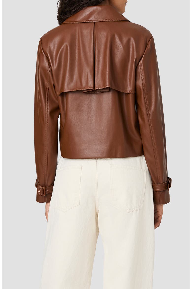 Porto Faux Leather Cropped Jacket, Alternate, color, DARK CARAMEL