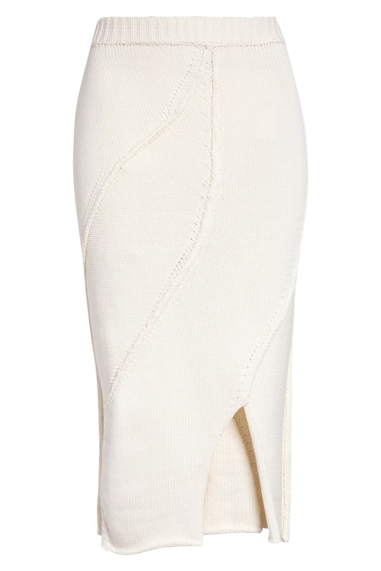 Eddy Diagonal Seam Cotton Blend Sweater Skirt, Alternate, color, IVORY