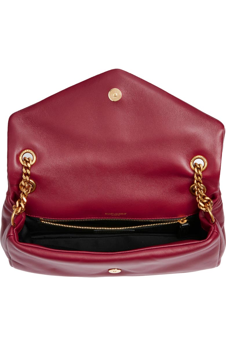 Saint Laurent Calypso Lambskin Leather Shoulder Bag, Alternate, color, Rouge Merlot