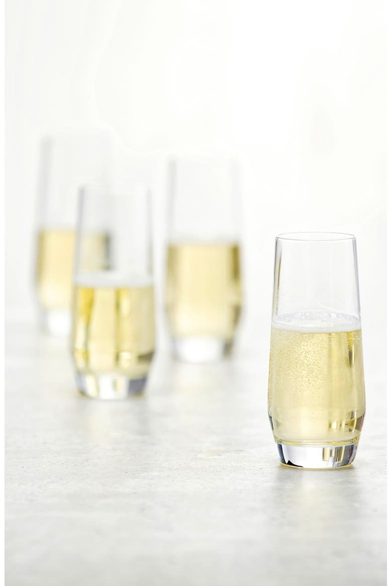 Pure Set of 6 Stemless Champagne Glasses, Alternate, color, CLEAR