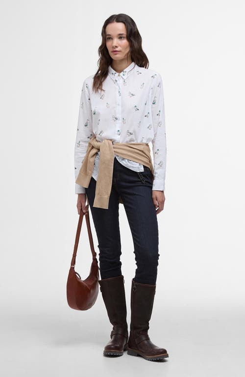 Barbour Animal Print Button-up Shirt In White