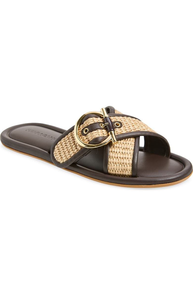 FERRAGAMO Elyzia Raffia Slide Sandal, Main, color, Naturale Testa Di Moro