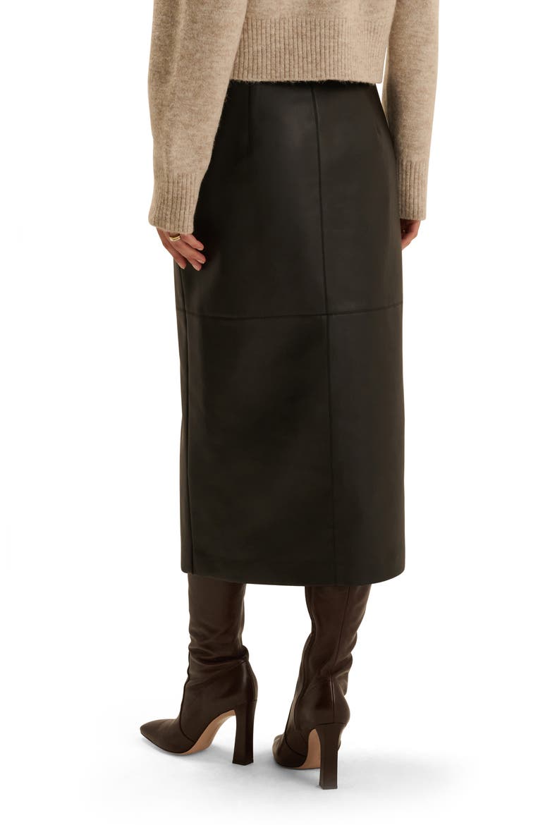 The Meyer Faux Leather Midi Skirt, Alternate, color, BLACK