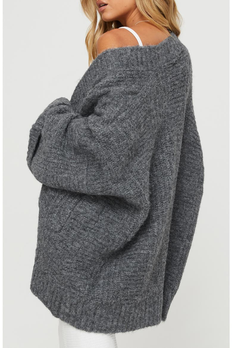 Paisleigh Cable Knit Cardigan, Alternate, color, CHARCOAL