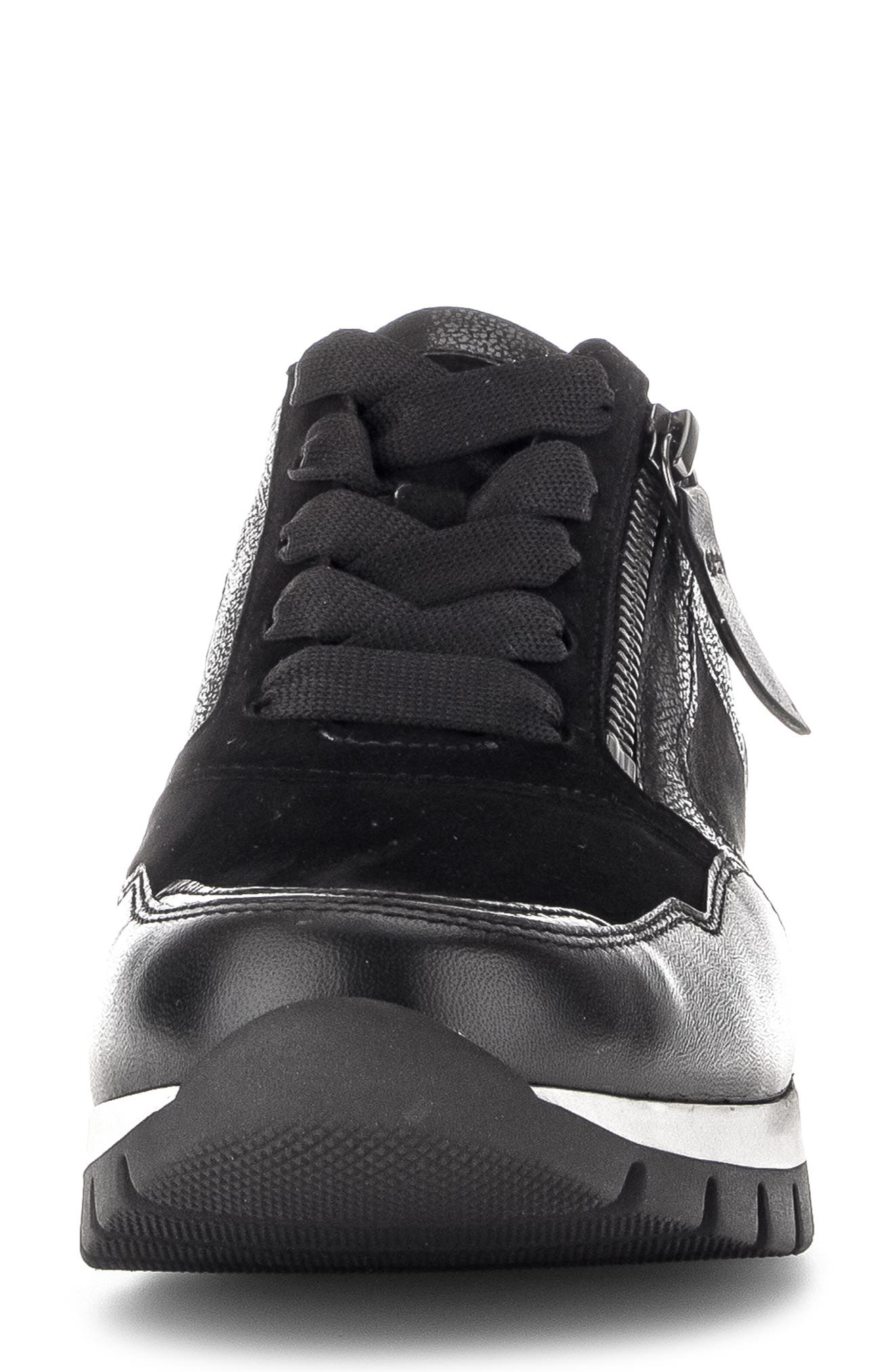 Bridget Leather Sneaker, Alternate, color, BLACK