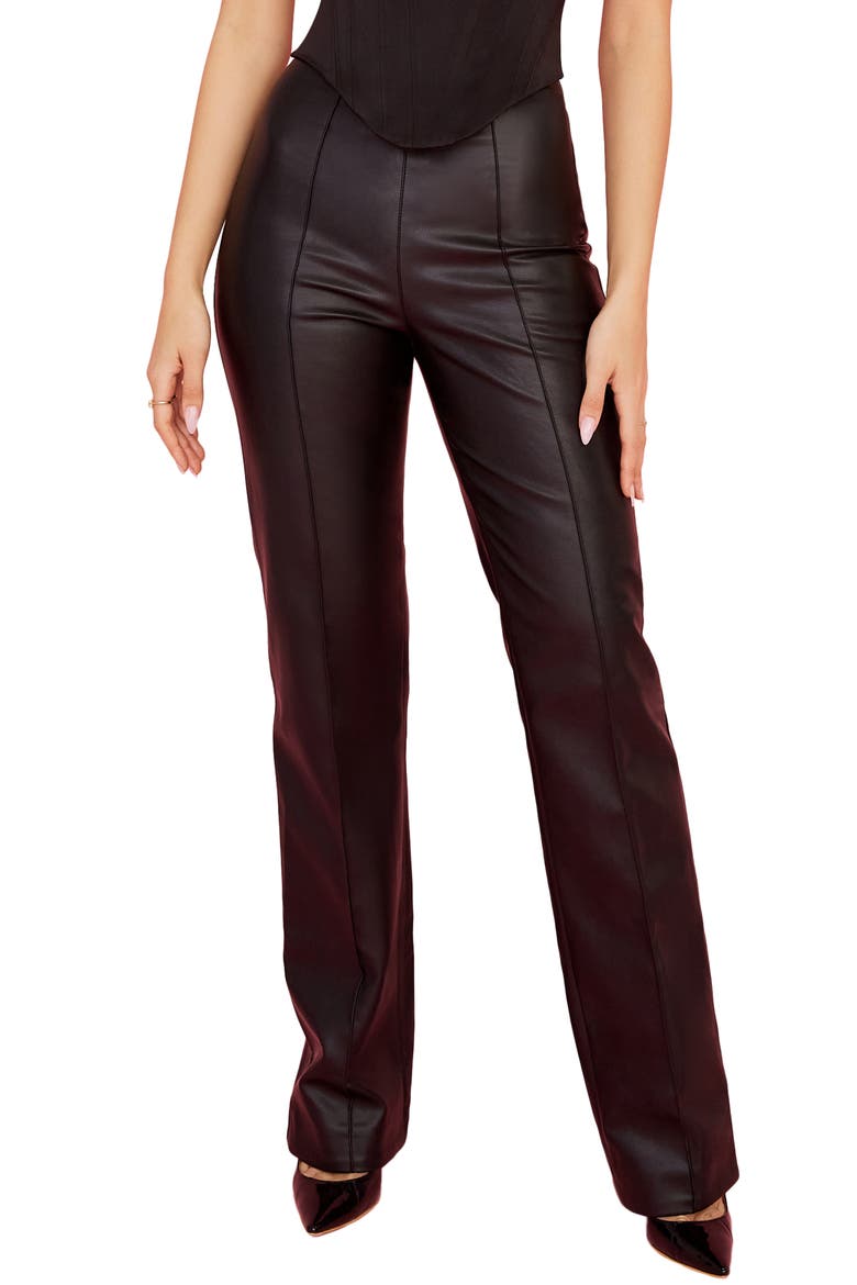 Elenaora Faux Leather Trousers, Main, color, BLACK