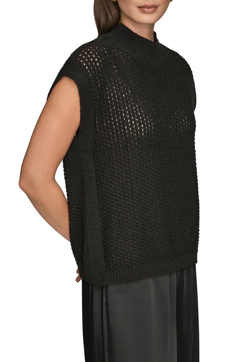 Open Stitch Cap Sleeve Sweater, Alternate, color, BLACK