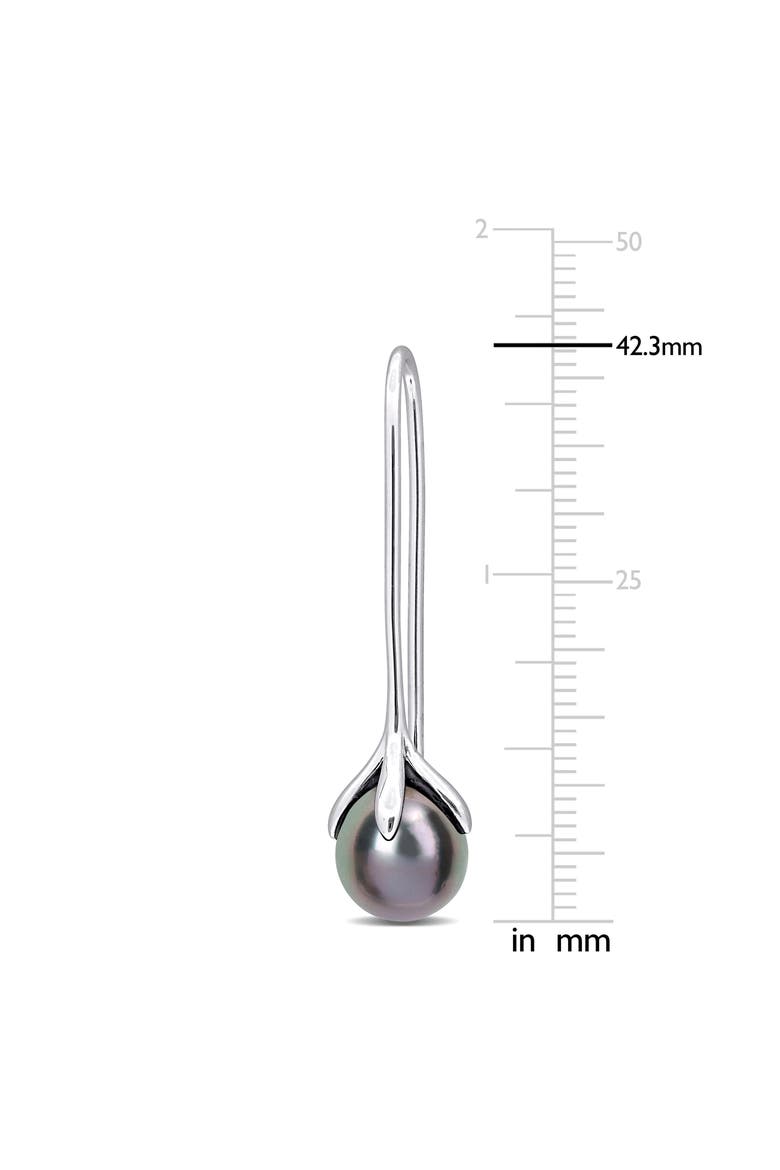 Black Cultured Pearl Threader Earrings, Alternate, color, BLACK