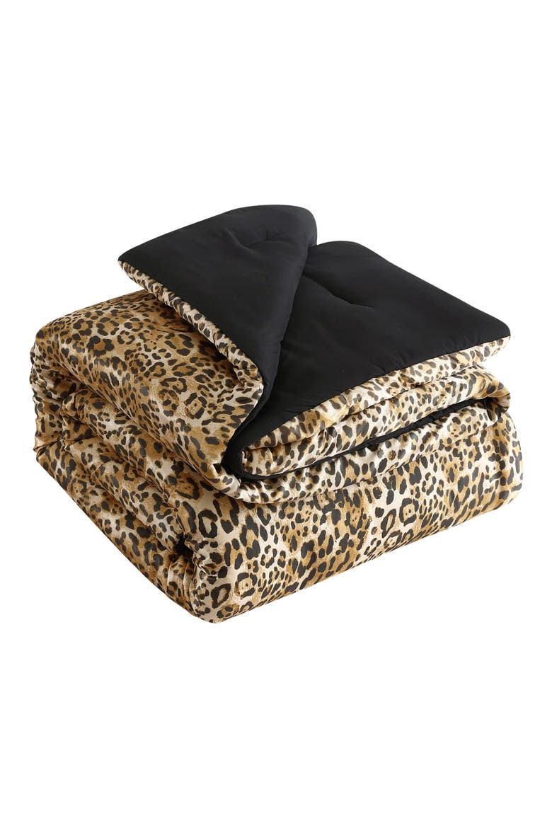 Monica Leopard Print Comforter Set, Alternate, color, BROWN