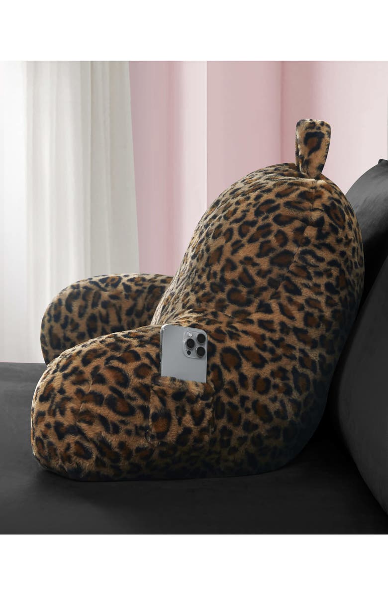 Juicy Couture Faux Fur Backrest Pillow, Alternate, color, Leopard