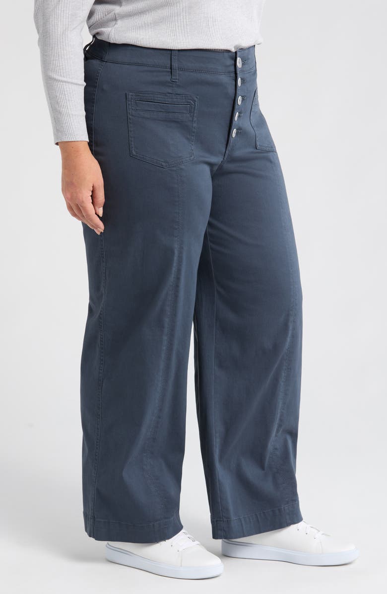 Wit & Wisdom 'Ab'Solution Skyrise Exposed Button Wide Leg Twill Pants, Alternate, color, Orion Blue