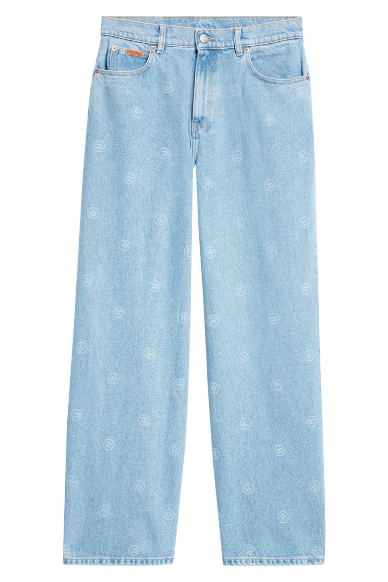 Logo Stamp Wide Leg Jeans, Alternate, color, BLUE R ALL OVER BLUE