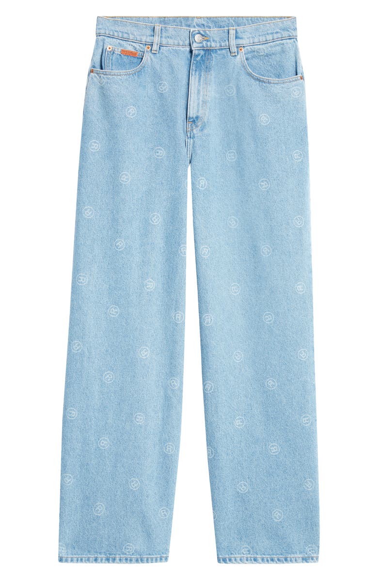 Martine Rose Logo Stamp Wide Leg Jeans, Alternate, color, Blue R All Over Blue